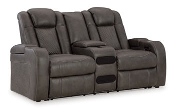 Fyne-Dyme Power Reclining Loveseat with Console - Affordable Home Luxury