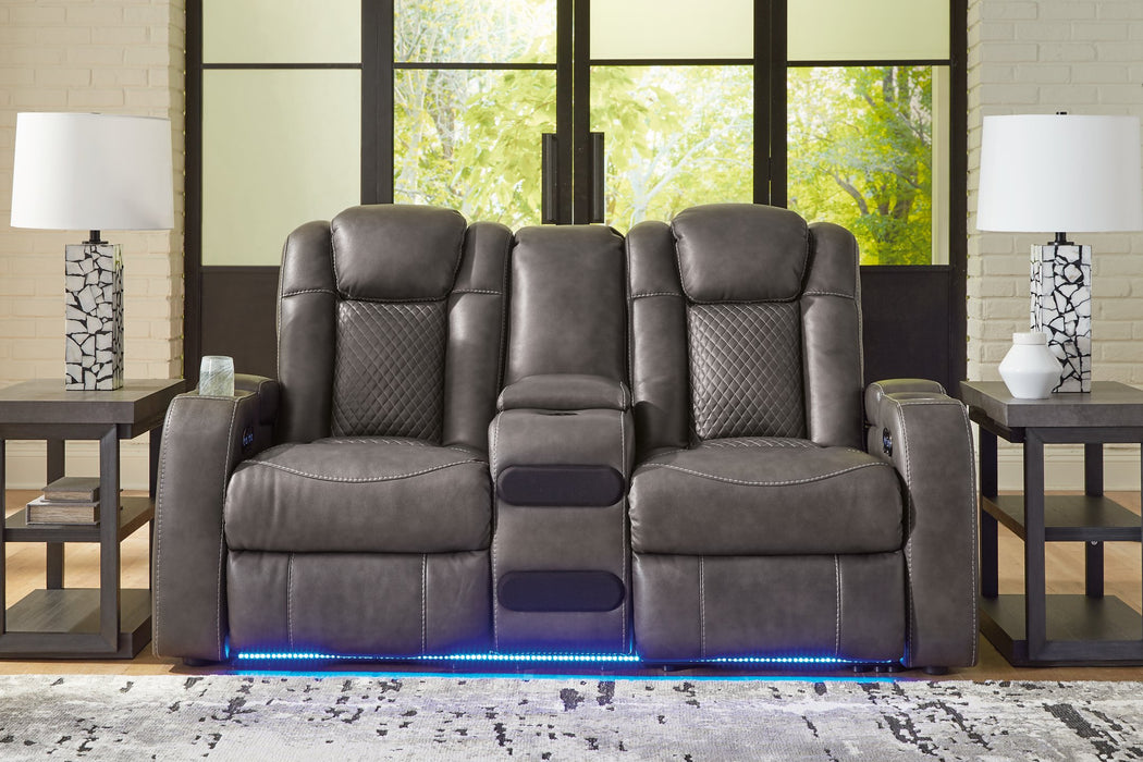 Fyne-Dyme Power Reclining Loveseat with Console - Affordable Home Luxury