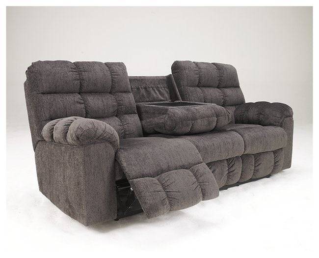 Acieona Reclining Sofa with Drop Down Table - Affordable Home Luxury