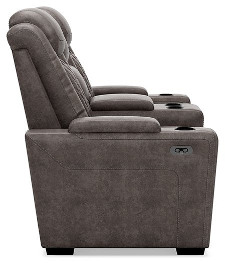 HyllMont Power Reclining Loveseat with Console - Affordable Home Luxury