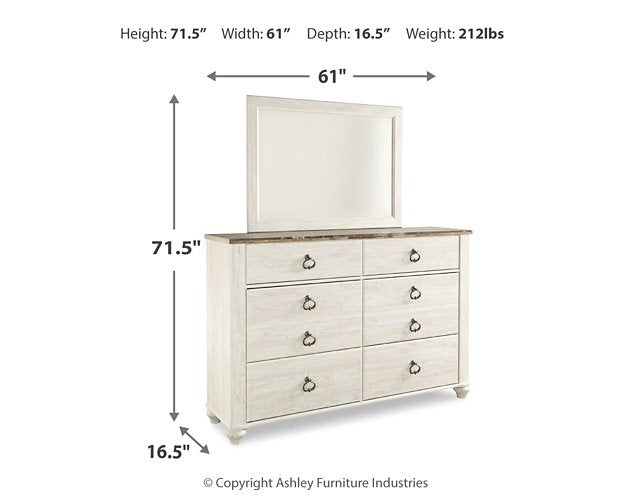 Willowton Dresser and Mirror - Affordable Home Luxury