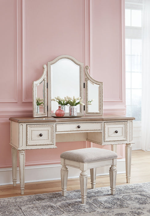 Realyn Vanity and Mirror with Stool - Affordable Home Luxury