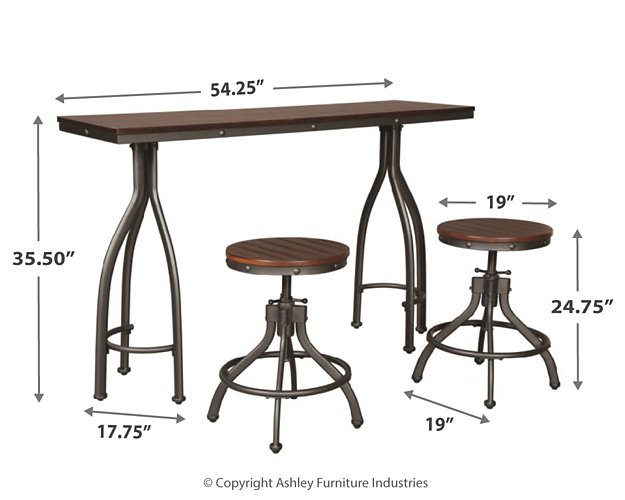 Odium Counter Height Dining Table and Bar Stools (Set of 3) - Affordable Home Luxury