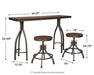 Odium Counter Height Dining Table and Bar Stools (Set of 3) - Affordable Home Luxury