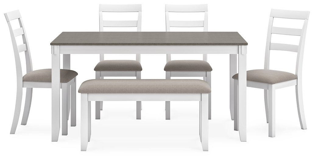 Stonehollow Dining Table and Chairs with Bench (Set of 6) - Affordable Home Luxury