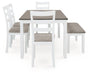 Stonehollow Dining Table and Chairs with Bench (Set of 6) - Affordable Home Luxury