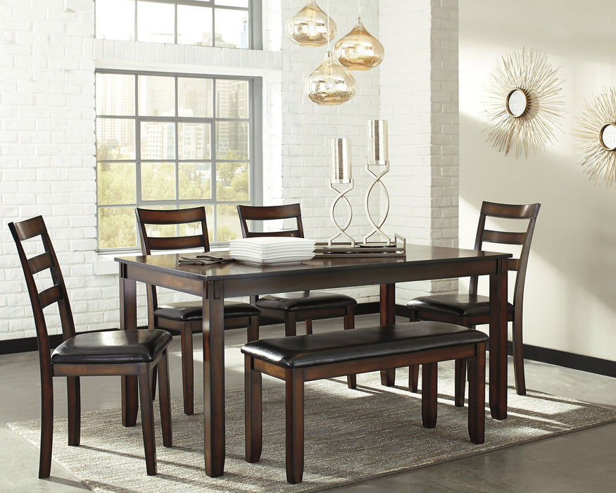 Coviar Dining Table and Chairs with Bench (Set of 6) - Affordable Home Luxury