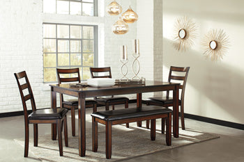 Coviar Dining Table and Chairs with Bench (Set of 6) - Affordable Home Luxury