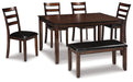 Coviar Dining Table and Chairs with Bench (Set of 6) - Affordable Home Luxury