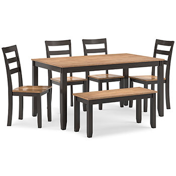 Gesthaven Dining Table with 4 Chairs and Bench (Set of 6) - Affordable Home Luxury