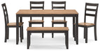 Gesthaven Dining Table with 4 Chairs and Bench (Set of 6) - Affordable Home Luxury