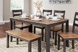 Gesthaven Dining Table with 4 Chairs and Bench (Set of 6) - Affordable Home Luxury