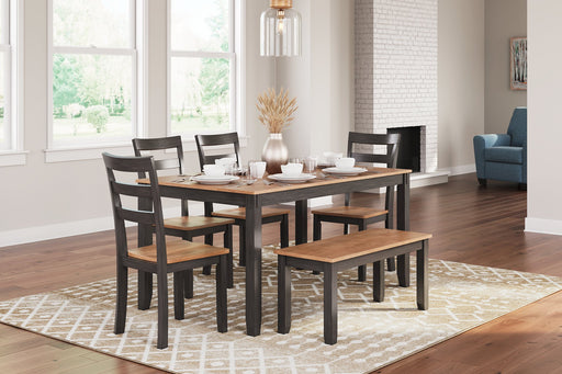 Gesthaven Dining Table with 4 Chairs and Bench (Set of 6) - Affordable Home Luxury