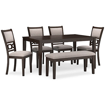 Langwest Dining Table and 4 Chairs and Bench (Set of 6) - Affordable Home Luxury