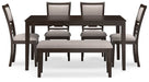 Langwest Dining Table and 4 Chairs and Bench (Set of 6) - Affordable Home Luxury