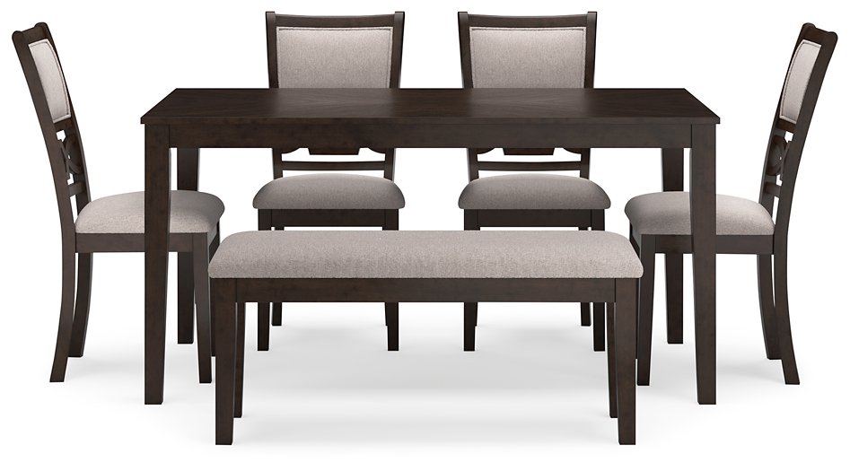 Langwest Dining Table and 4 Chairs and Bench (Set of 6) - Affordable Home Luxury