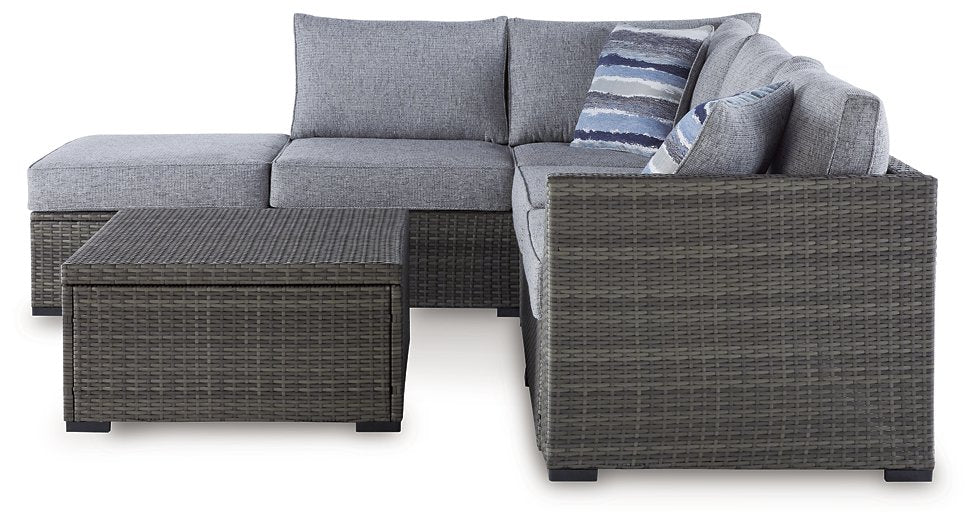 Petal Road Outdoor Loveseat Sectional/Ottoman/Table Set (Set of 4) - Affordable Home Luxury