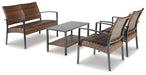 Zariyah Outdoor Love/Chairs/Table Set (Set of 4) - Affordable Home Luxury