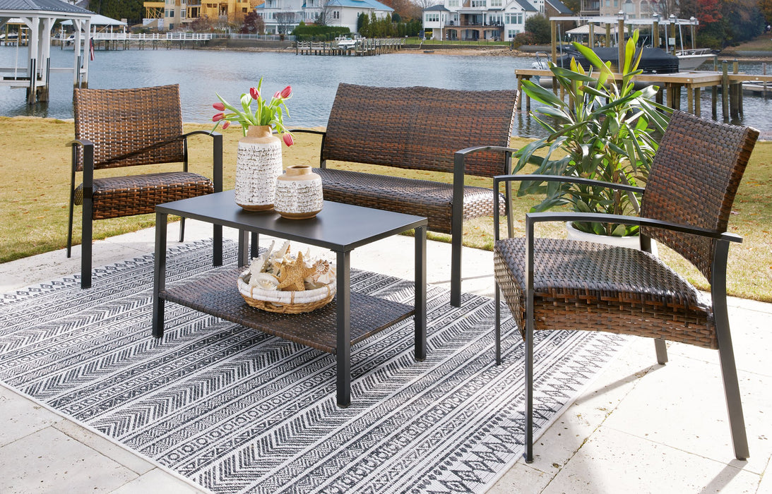 Zariyah Outdoor Love/Chairs/Table Set (Set of 4) - Affordable Home Luxury