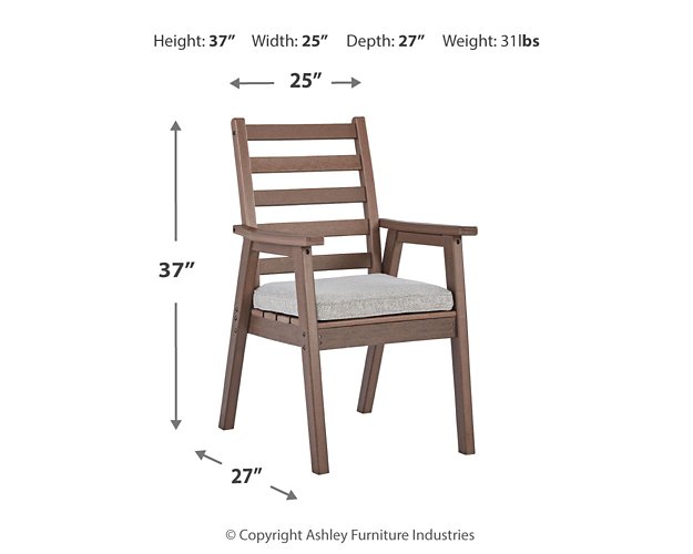 Emmeline Outdoor Dining Arm Chair with Cushion (Set of 2) - Affordable Home Luxury