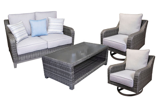 Elite Park Outdoor Loveseat, Lounge Chairs and Cocktail Table - Affordable Home Luxury