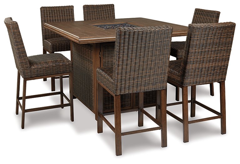 Paradise Trail Outdoor Counter Height Dining Table with 4 Barstools - Affordable Home Luxury