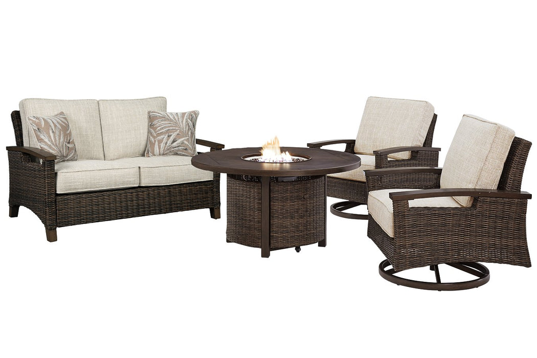 Paradise Trail Outdoor Loveseat, Lounge Chairs and Fire Pit Table - Affordable Home Luxury