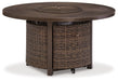 Paradise Trail Paradise Trail Fire Pit Table with 4 Nuvella Swivel Lounge Chairs - Affordable Home Luxury