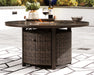 Paradise Trail Paradise Trail Fire Pit Table with 4 Nuvella Swivel Lounge Chairs - Affordable Home Luxury