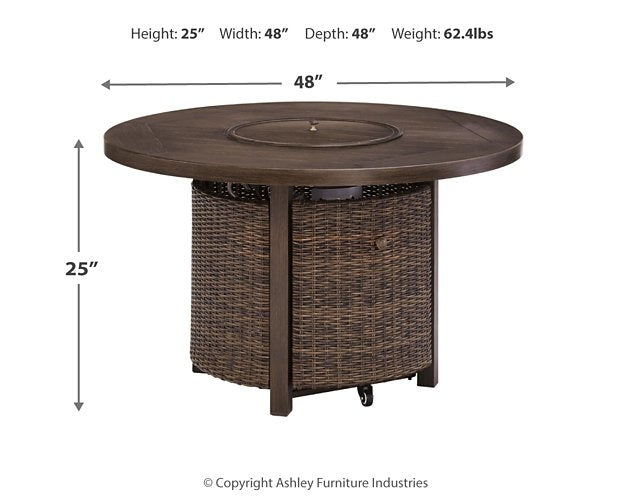 Paradise Trail Paradise Trail Fire Pit Table with 4 Nuvella Swivel Lounge Chairs - Affordable Home Luxury