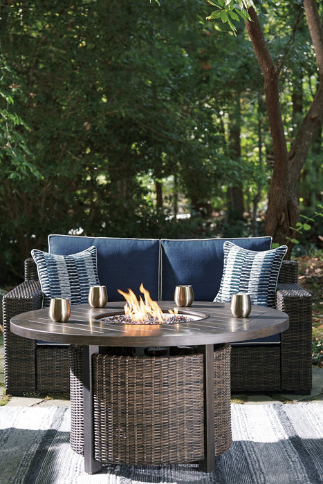 Grasson Lane Grasson Lane Nuvella Loveseat with Fire Pit Table - Affordable Home Luxury