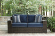 Grasson Lane Grasson Lane Nuvella Loveseat with Fire Pit Table - Affordable Home Luxury