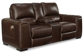 Alessandro Power Reclining Loveseat with Console - Affordable Home Luxury