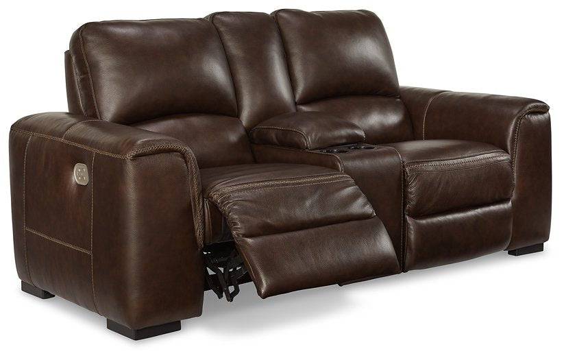 Alessandro Power Reclining Loveseat with Console - Affordable Home Luxury