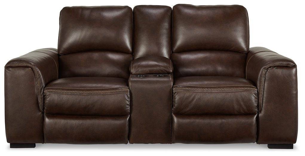 Alessandro Power Reclining Loveseat with Console - Affordable Home Luxury