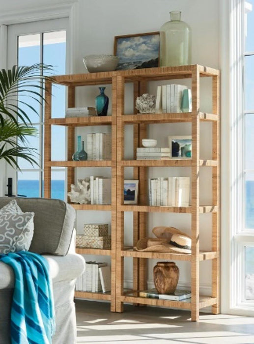 Universal Coastal Living Escape Long Key Etagere in Natural Rattan