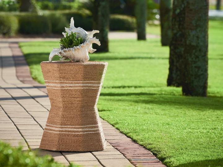 Universal Coastal Living Escape Octagonal Side Table in Natural Rattan