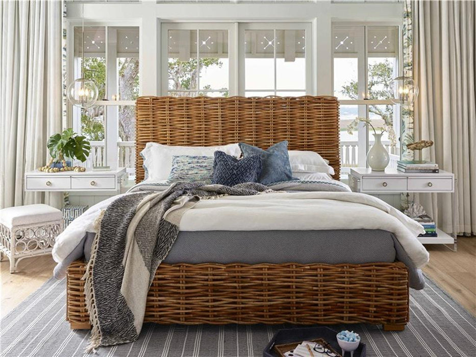 Universal Furniture Getaway Coastal Living Elliot Key Woven King Bed in Natural RattanB