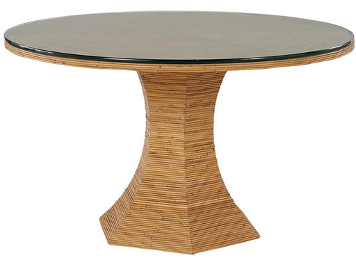 Universal Furniture Getaway Coastal Living Nantucket Round Dining Table w/Glass Top in Natural Rattan image