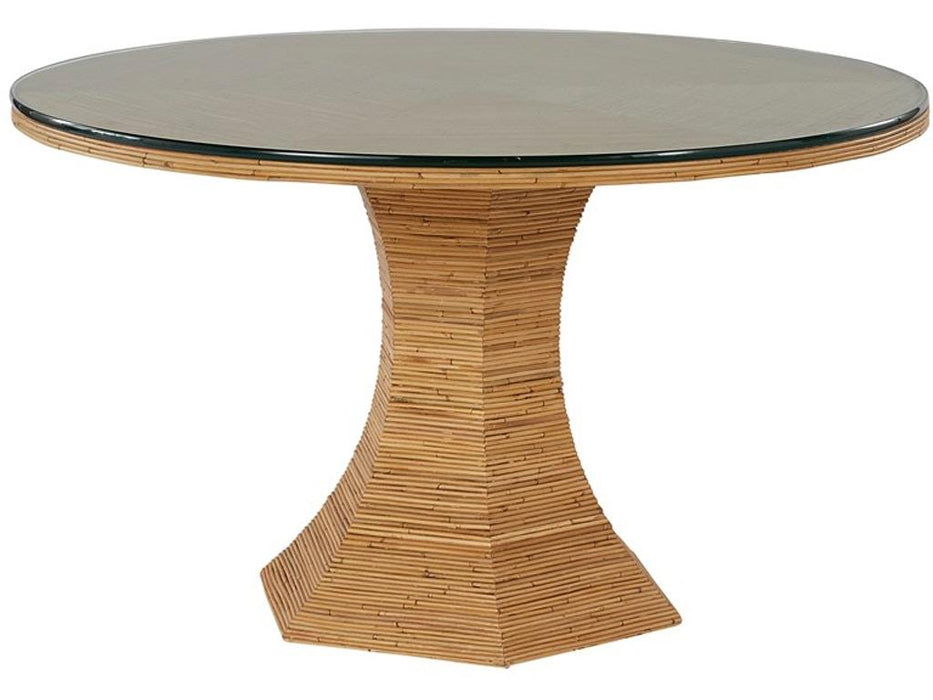 Universal Furniture Getaway Coastal Living Nantucket Round Dining Table w/Glass Top in Natural Rattan image