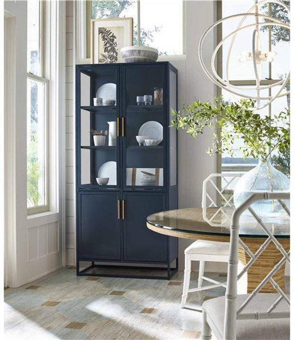 Universal Furniture Getaway Coastal Living Santorini Tall Metal Kitchen Cabinet in Cerulean Blue