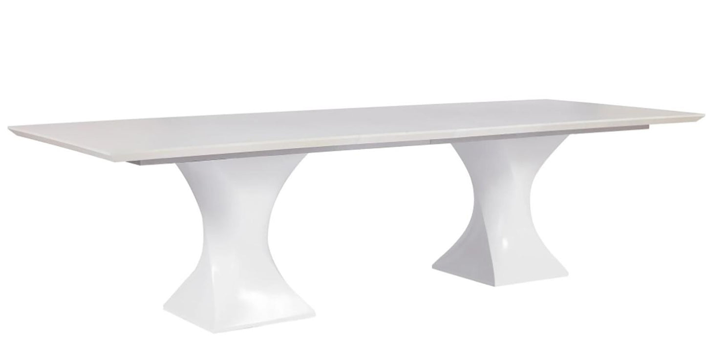 Universal Furniture Love Joy Bliss Brisbane Pedestal Table in White Lacquer and Alabaster