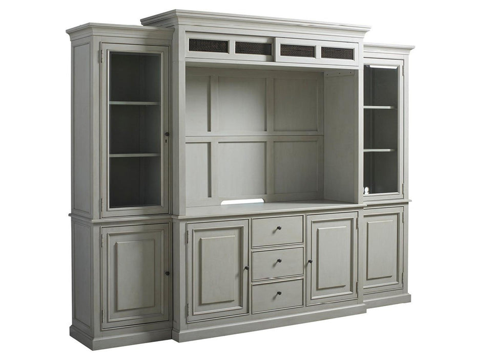 Universal Furniture Summer Hill Complete Entertainment Console with Hutch in French GrayC