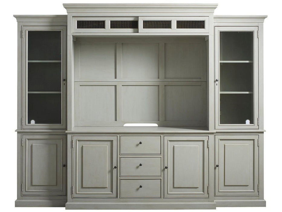 Universal Furniture Summer Hill Complete Entertainment Console with Hutch in French GrayC