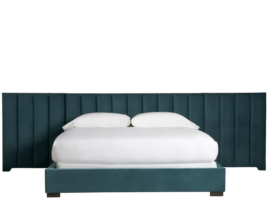 Universal Nina Magon Queen Panel Bed with Wall Headboard in Teal BlueBW image