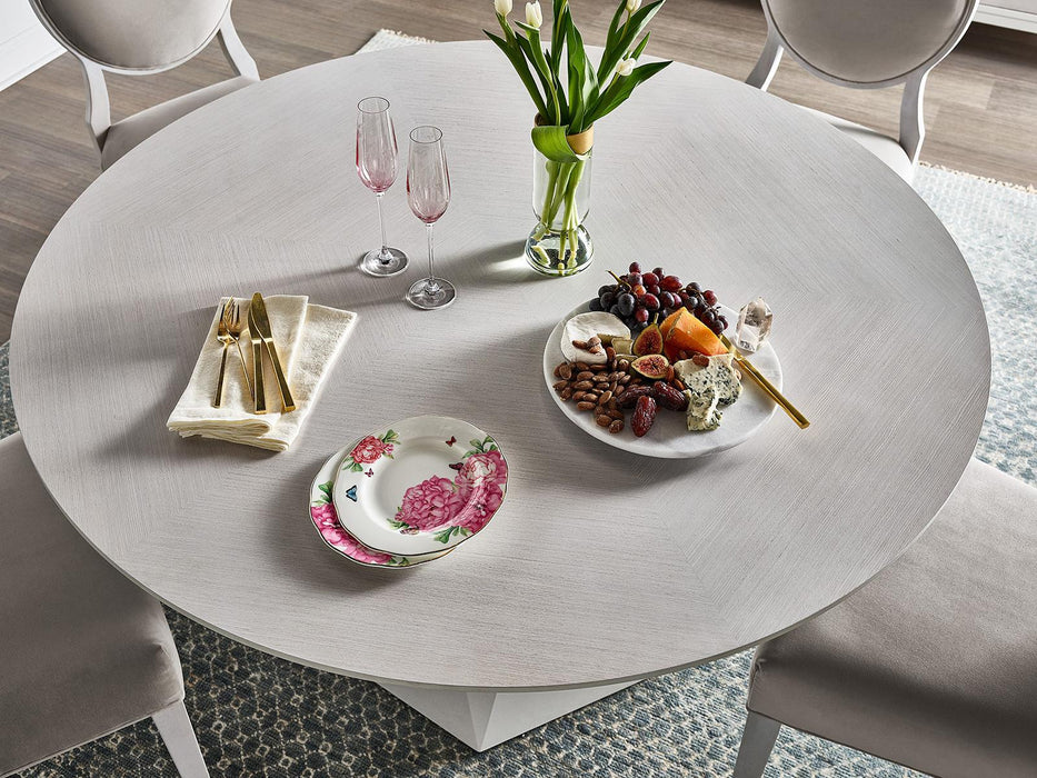 Universal Furniture Love Joy Bliss Geranium Dining Table in White Lacquer and Alabaster