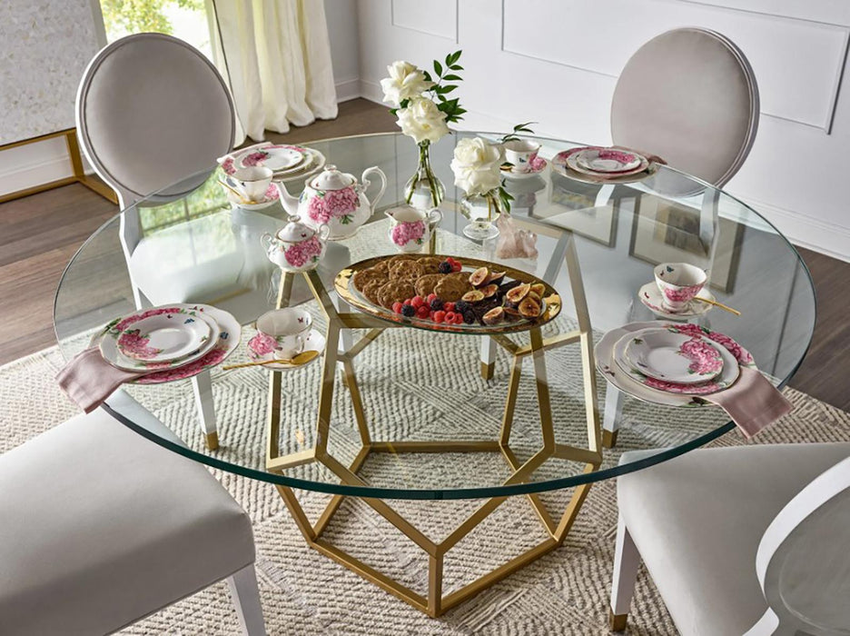 Universal Furniture Love Joy Bliss Round Dining Table in Soft Gold Metal