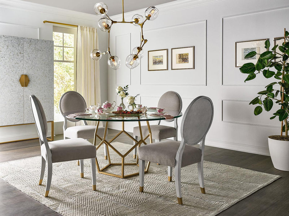 Universal Furniture Love Joy Bliss Round Dining Table in Soft Gold Metal