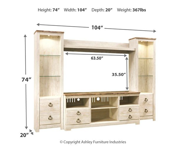 Willowton 4-Piece Entertainment Center - Affordable Home Luxury