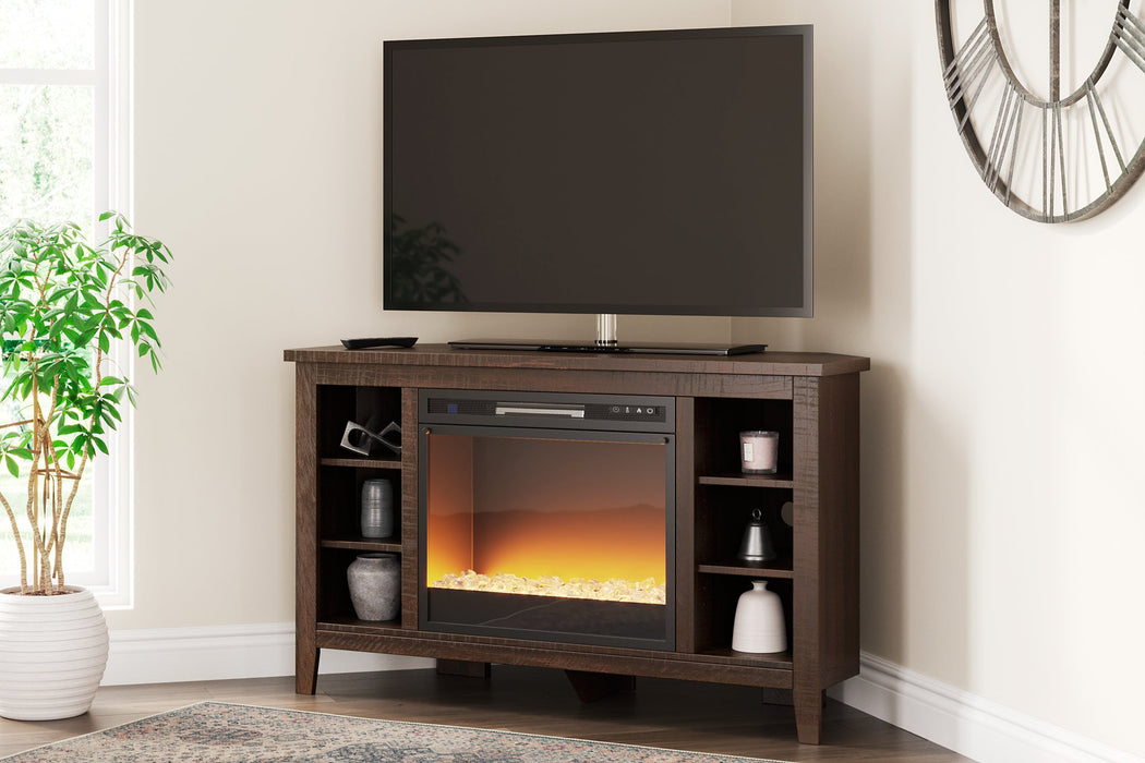 Camiburg Corner TV Stand with Electric Fireplace - Affordable Home Luxury